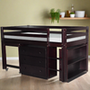 Junior Twin Low Loft Bed with Desk, Chest and Bookcase Espresso