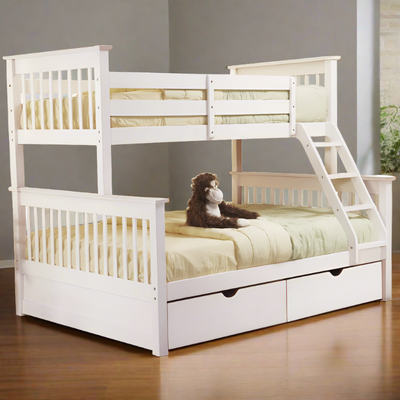 Marina Twin over Full Solid Wood Bunk Bed White