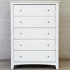 Solid Wood Five Drawer Chest White