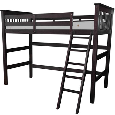 Humboldt Full High Loft Bed with Angled Ladder Espresso