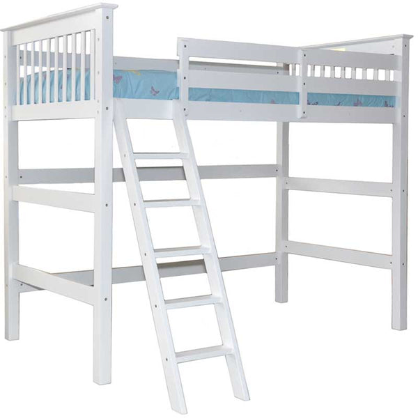 Humboldt double size Modern white loft bed with ladder access, ideal for kids and teens in small bedrooms